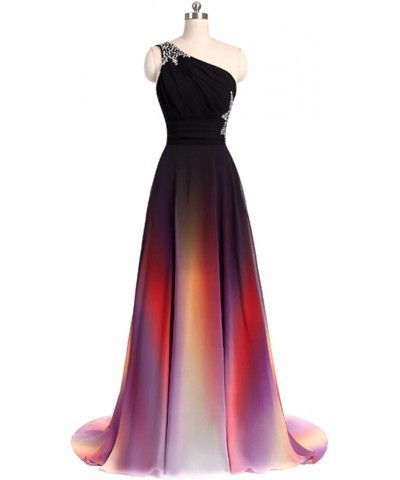 Women's One Shoulder Ombre Long Evening Prom Dress Wedding Party Gowns Black White $38.64 Dresses