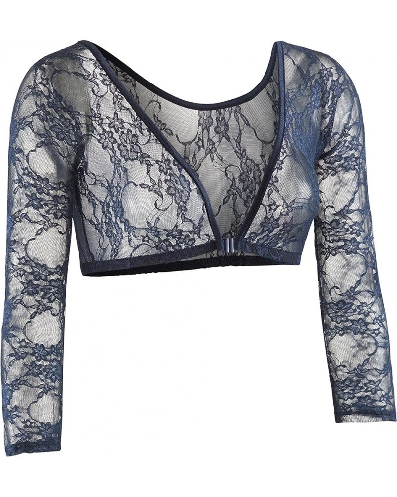 Women's Basic 3/4 Length Slip-on Lace Sleeves Navy $30.25 Sweaters