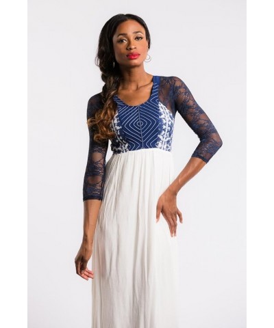 Women's Basic 3/4 Length Slip-on Lace Sleeves Navy $30.25 Sweaters