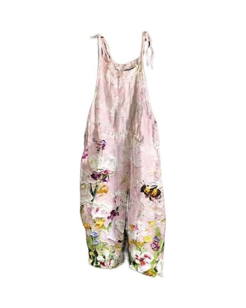 Women Bohemian Floral Print Wide Leg Jumpsuits Casual Loose Cotton Summer Beach Rompers Overalls Floral12 $15.30 Overalls