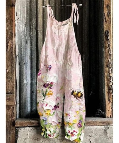 Women Bohemian Floral Print Wide Leg Jumpsuits Casual Loose Cotton Summer Beach Rompers Overalls Floral12 $15.30 Overalls