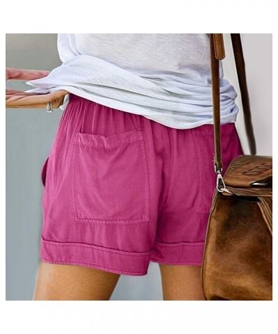 Womens Summer Lounge Shorts Drawstring Elastic Loose Walk Cotton Shorts Solid Color Comfort Travel Shorts with Pockets Hot Pi...