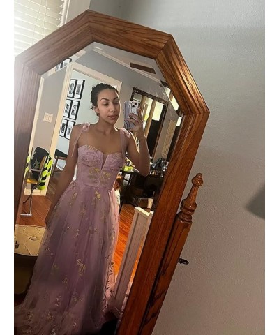 Women's Puffy Sleeve Tulle Prom Dresses Flower Embroidery Formal Evening Party Gowns 4-spaghetti Strap Purple $28.80 Dresses