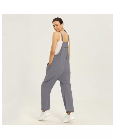 Womens Casual Overalls Stretchy Jumpsuits Baggy Spaghetti Strap Loose Fit Flowy Harem Cotton Romper with Pockets Darkgray $13...