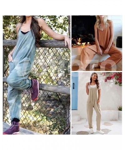 Womens Casual Overalls Stretchy Jumpsuits Baggy Spaghetti Strap Loose Fit Flowy Harem Cotton Romper with Pockets Darkgray $13...