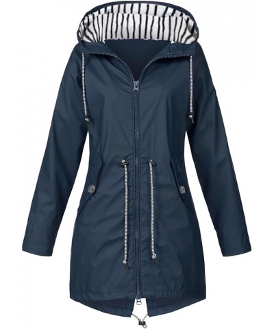 Rain Jackets for Women Casual Fashion Waterproof Rain Jacket Packable Hooded Softshell Raincoat for Hiking Travel 01-navy $9....