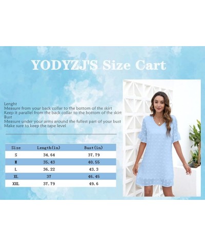 Women White Dress Short Sleeve v Neck Ruffle Cute Sundress Chiffon Casual Dress 1-light Blue $12.97 Dresses