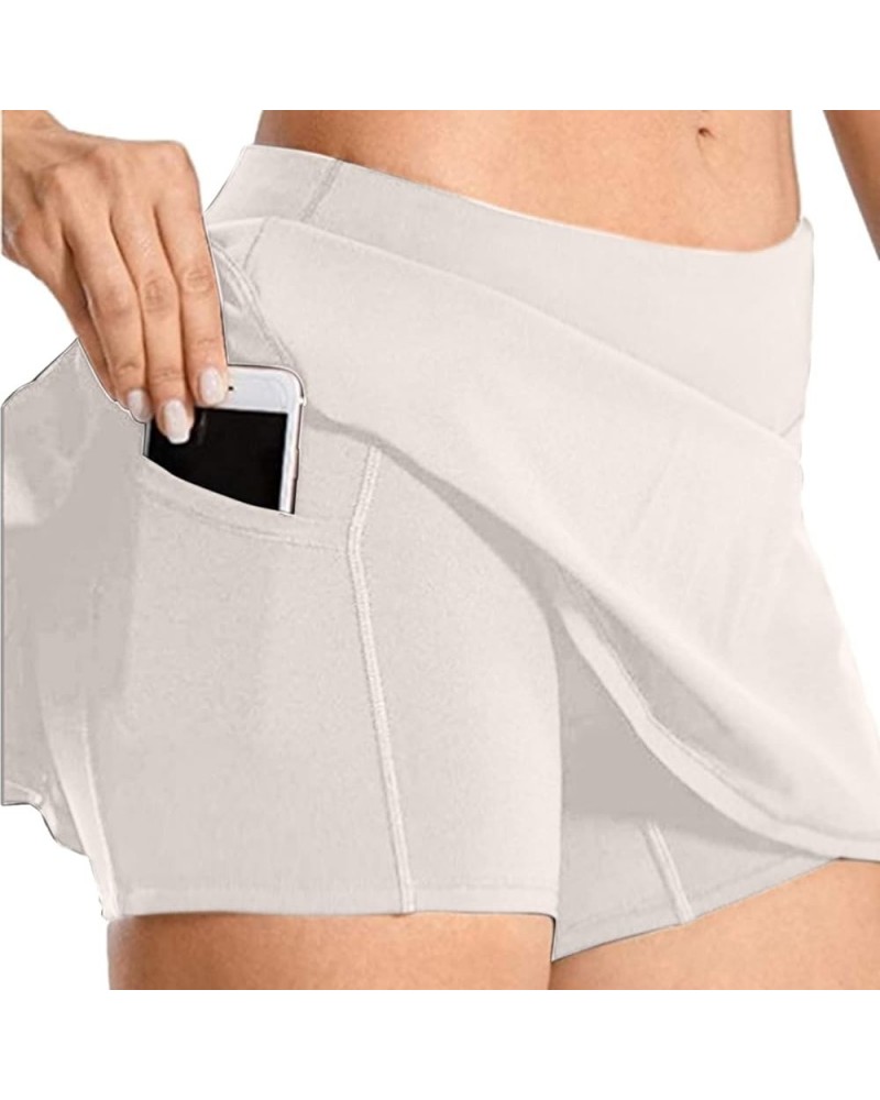 Women Tennis Skirts Inner Shorts Elastic Sports Golf Skorts with Pockets,Exercise Skirt Pleated Skorts for Sport X2-grey $7.9...