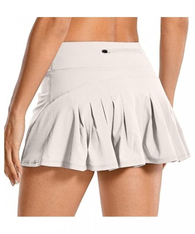 Women Tennis Skirts Inner Shorts Elastic Sports Golf Skorts with Pockets,Exercise Skirt Pleated Skorts for Sport X2-grey $7.9...