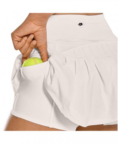 Women Tennis Skirts Inner Shorts Elastic Sports Golf Skorts with Pockets,Exercise Skirt Pleated Skorts for Sport X2-grey $7.9...