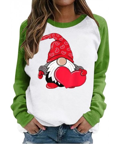 Valentine Day Shirt for Women Long Sleeve Cute Love Hearts Gnome Graphic Tees Casual Fashion Tunic Tops Blouse D-green $11.79...