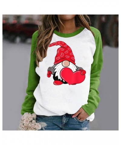 Valentine Day Shirt for Women Long Sleeve Cute Love Hearts Gnome Graphic Tees Casual Fashion Tunic Tops Blouse D-green $11.79...