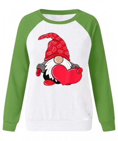 Valentine Day Shirt for Women Long Sleeve Cute Love Hearts Gnome Graphic Tees Casual Fashion Tunic Tops Blouse D-green $11.79...