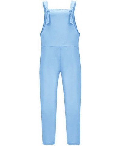 Womens Jumpsuits Dressy Womens Oversized Sleeveless Jumpsuits Spaghetti Strap Loose Overalls with Pocket Rompers Sky Blue $2....