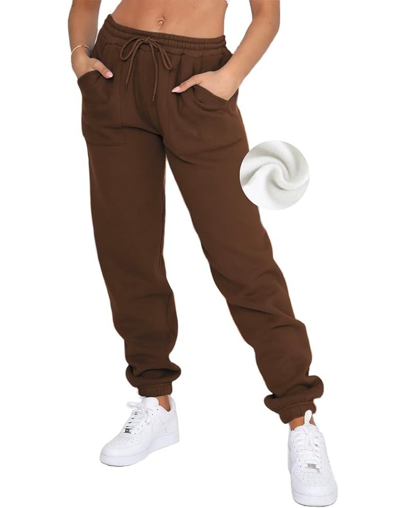 Fleece Sweatpants Women Baggy - Womens Sweatpants Sweats Y2K, Drawstring Sweatpants for Teen Girls Espresso(fleece Lined) $12...