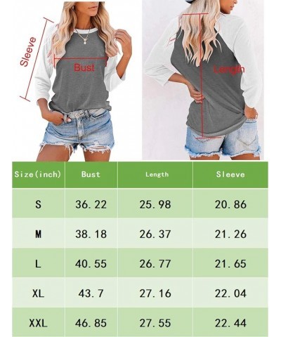 Women's Casual T-Shirts 3/4 Sleeve Color Block Cute Tops Comfy Blouses Gray $13.23 T-Shirts