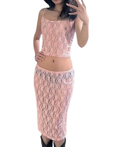 Fringe Skirt Sets Women 2 Piece Outfits Ruffle Y2K Sheer Mesh Crop Top Flower Tassel Mini Maxi Skirt Dress Summer See Through...