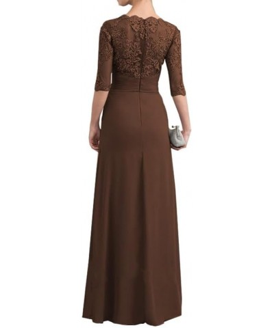 Mother of The Bride Dresses for Wedding Lace with 3/4 Sleeves Mother of The Bride Dress Long Chiffon Scoop Neck Dark Purple $...