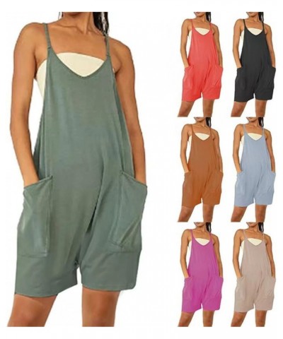 Women Spaghetti Strap Loose Sleeveless Long Pant Romper Jumpsuit Tank Tops Wide Leg with Pockets Zshort Purple $8.39 Jumpsuits