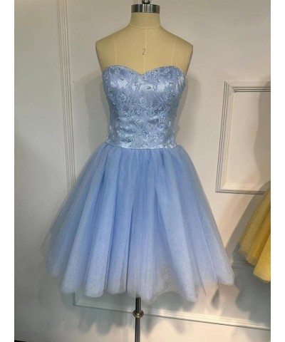 Strapless Short Tulle Homecoming Dresses for Teens Lace Prom Dresses for Women Beaded A Line Party Cocktail Dresses Wine $34....