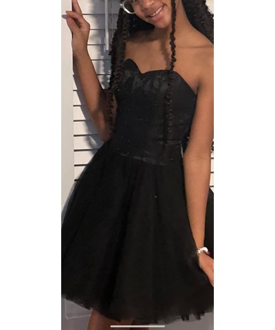 Strapless Short Tulle Homecoming Dresses for Teens Lace Prom Dresses for Women Beaded A Line Party Cocktail Dresses Wine $34....