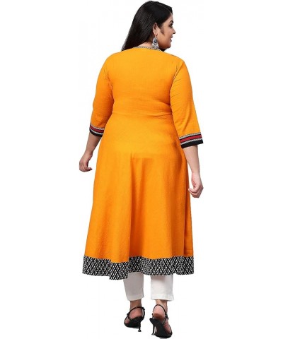 Women's Cotton Slub Embroidered Anarkali Kurtis for Mother's Day Mustard. $20.34 Tops