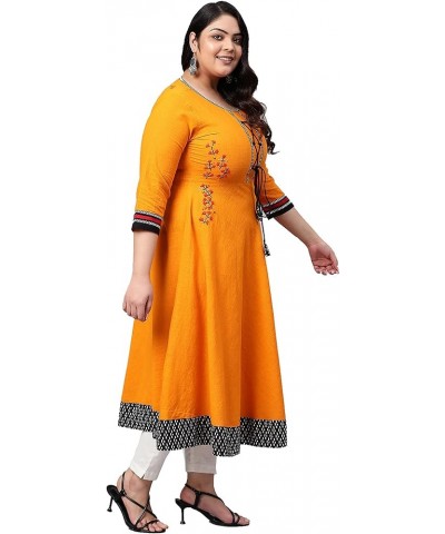 Women's Cotton Slub Embroidered Anarkali Kurtis for Mother's Day Mustard. $20.34 Tops