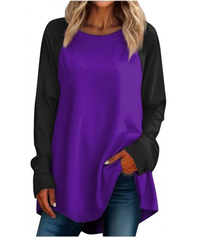 Womens Long Sleeve Tops Spring Fashion Trends Going Out Shirts Casual Graphic Tees Trendy Ladies Crewneck Blouses 2-purple $1...