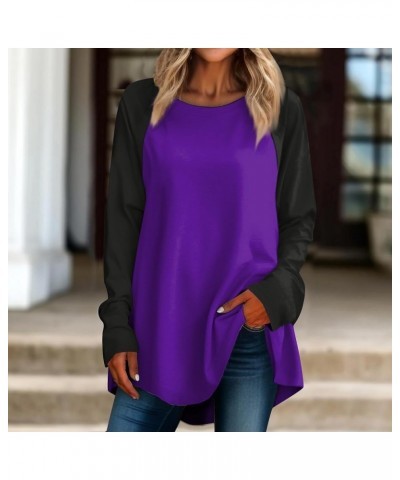 Womens Long Sleeve Tops Spring Fashion Trends Going Out Shirts Casual Graphic Tees Trendy Ladies Crewneck Blouses 2-purple $1...