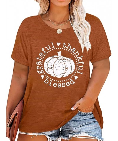 Plus Size Thanksgiving Tshirt Women Gobble Gobble Gobble Shirt Casual Short Sleeve Tops Funny Letter Print T-Shirt Orange 2 $...