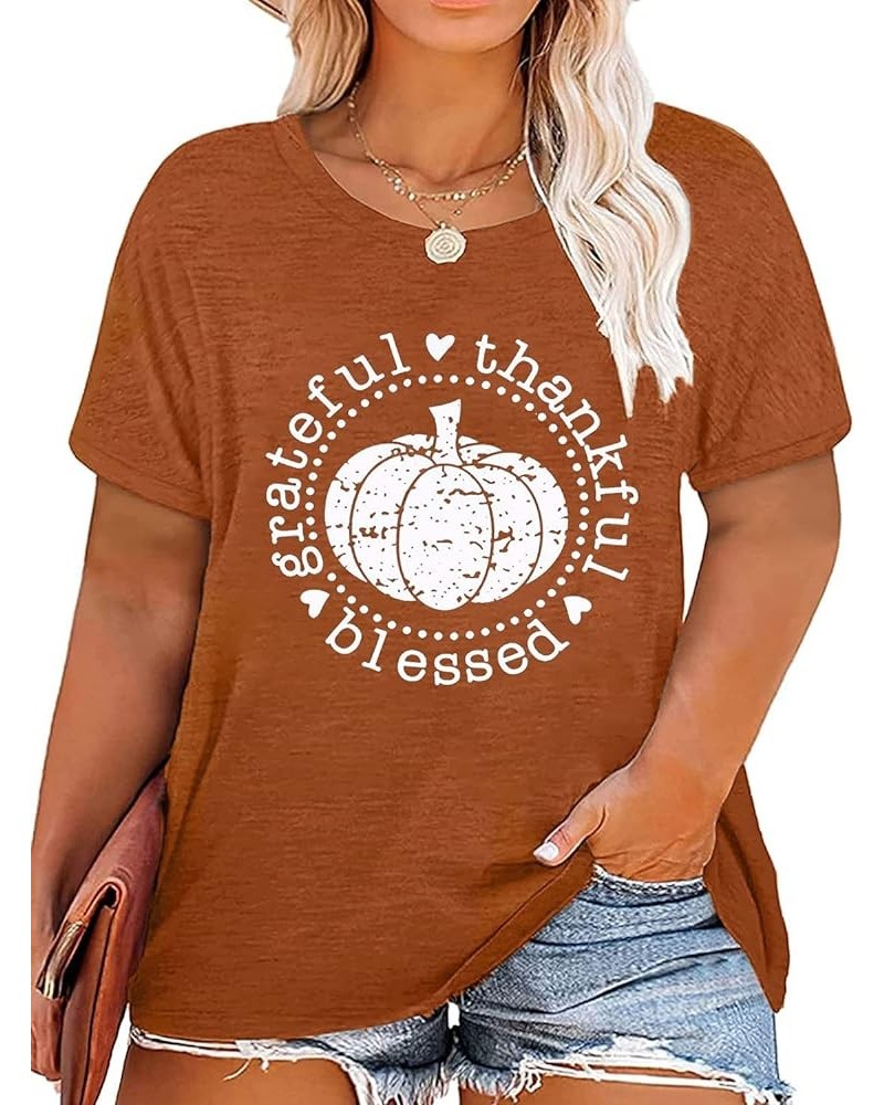 Plus Size Thanksgiving Tshirt Women Gobble Gobble Gobble Shirt Casual Short Sleeve Tops Funny Letter Print T-Shirt Orange 2 $...