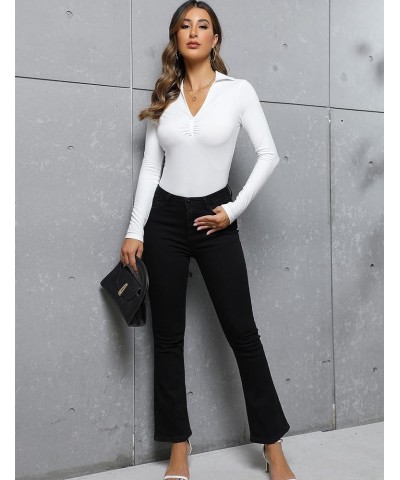 Womens Square Neck Ribbed Bodysuit Shirts Long Sleeves Body Suits Casual Puff Sleeves Tops White $11.04 Bodysuits