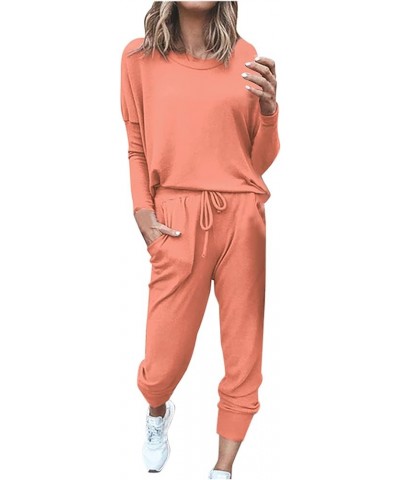 Loose Sweatsuits for Women Set 2 Piece Outfit Long Sleeve Crewneck Pullover Tops and Long Pants Tracksuit Loungewear Watermel...