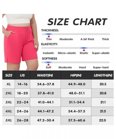 Plus Size Shorts for Women Quick Dry Elastic Waist Drawstring Pockets Lounge Workout Athletic Running Shorts 10''-rose Red $1...