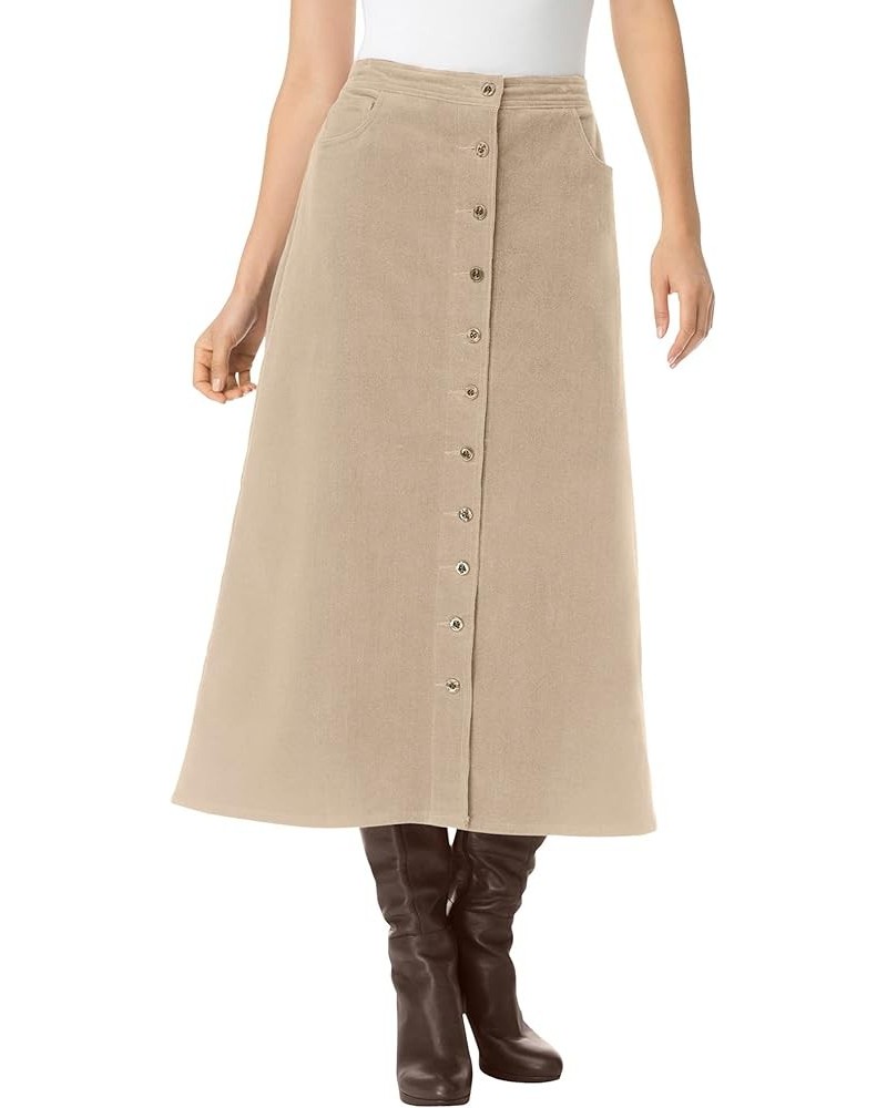 Women's Plus Size Corduroy Skirt New Khaki $18.22 Skirts