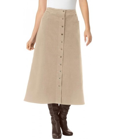 Women's Plus Size Corduroy Skirt New Khaki $18.22 Skirts