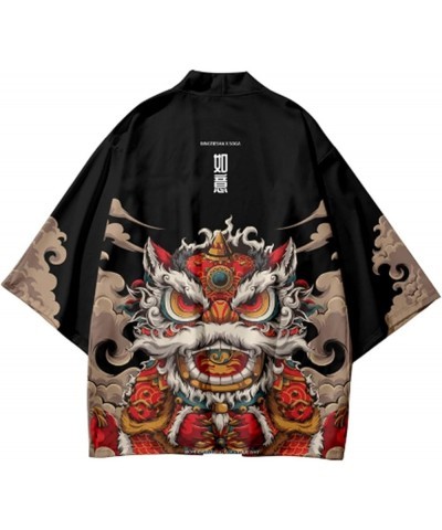 Women's Casual Cardigan 3/4 Sleeves Cat Print Kimono Loose Tops Cover up 25495 Black $10.24 Sweaters