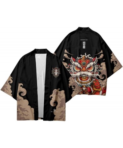 Women's Casual Cardigan 3/4 Sleeves Cat Print Kimono Loose Tops Cover up 25495 Black $10.24 Sweaters