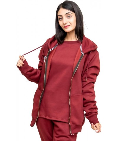 Stay Comfortable in Style with Our 100% Cotton Slub Fabric Women's Hoodie Red Ochre / Burgandy $14.56 Hoodies & Sweatshirts