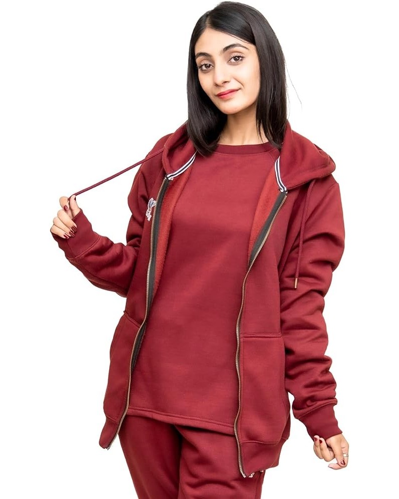 Stay Comfortable in Style with Our 100% Cotton Slub Fabric Women's Hoodie Red Ochre / Burgandy $14.56 Hoodies & Sweatshirts