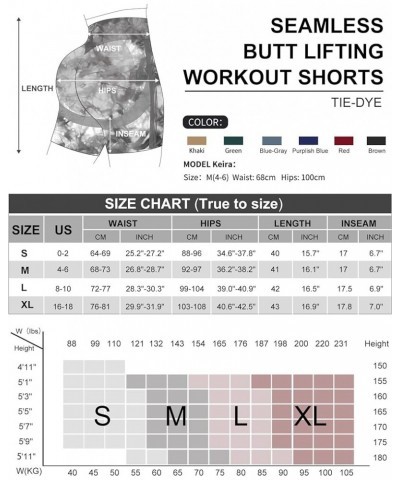 High Waist Workout Shorts for Women Seamless Scrunch Butt Lifting Short Gym Smile Contour Cycling Biker Shorts B-deepblue Tie...