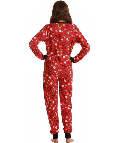 followme Womens Henley Thermal Onesie Buffalo Plaid and Tie Dye Red - Merry Christmas $15.00 Underwear