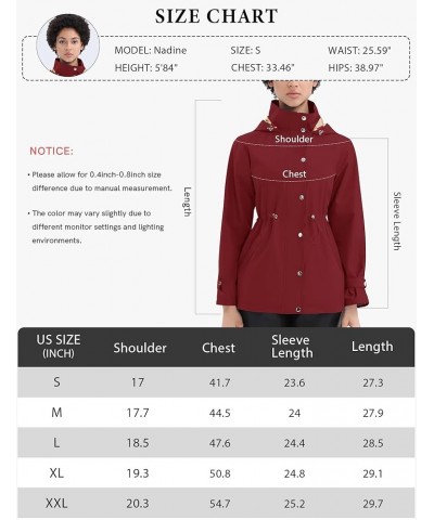 Rain Jacket for Women Waterproof Lightweight Hooded Raincoat for Hiking Travel Outdoor Wine Red-red and Yellow Diamond Plaid ...