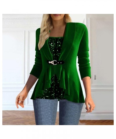 Sequin Tops for Women Long Sleeve Sparkly Tunic Shirt Draped Flowy Party Pullover Drawstring Hem Glitter Blouse W021-green $1...