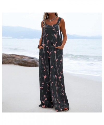 Plus Size Jumpsuits for Women, Cute Boho Rompers Overalls Casual Sleeveless Overalls Spaghetti Strap Loose Romper 2023 Bpink ...