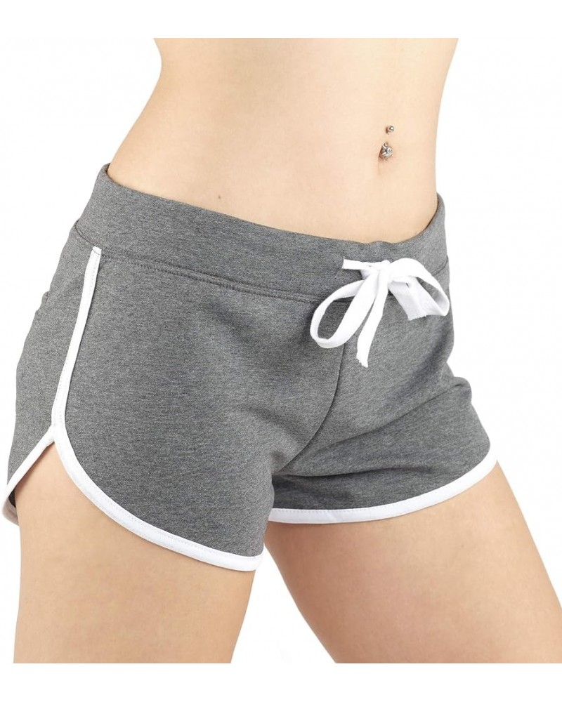 Women's Active French Terry Dolphin Hem Knit Pull-On Shorts Charcoal White $9.68 Activewear