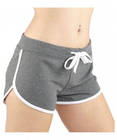 Women's Active French Terry Dolphin Hem Knit Pull-On Shorts Charcoal White $9.68 Activewear