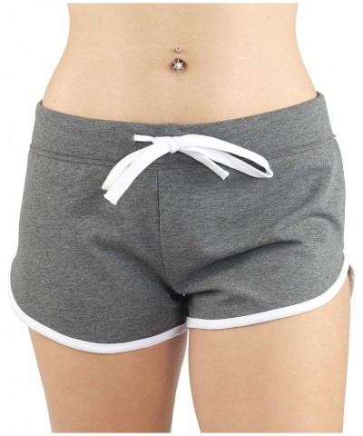 Women's Active French Terry Dolphin Hem Knit Pull-On Shorts Charcoal White $9.68 Activewear