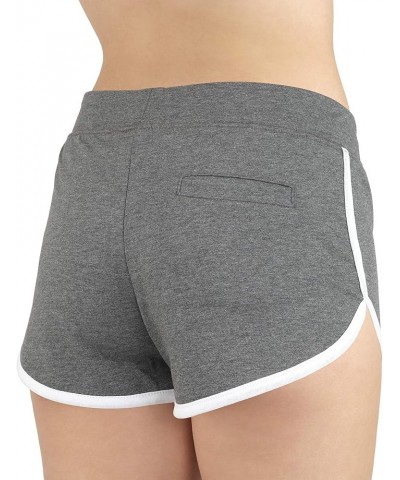 Women's Active French Terry Dolphin Hem Knit Pull-On Shorts Charcoal White $9.68 Activewear