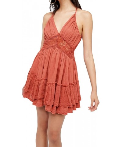 Women's Summer Ruffles V Neck Backless Beach Short Dresses Pink $18.54 Dresses